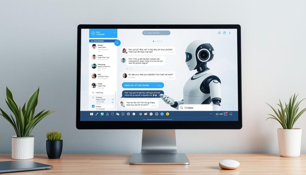 Generate an image of a chatbot interface on a computer screen, assisting a customer. Generate an image of a chatbot interface on a computer screen, assisting a customer.