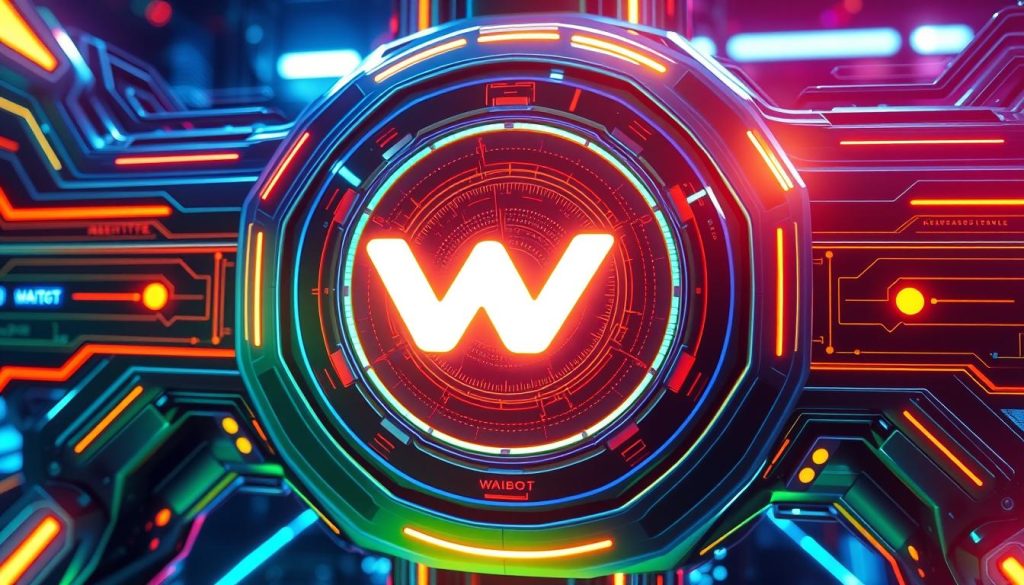 Generate an image of a futuristic AI system with Waibot's logo Generate an image of a futuristic AI system with Waibot's logo